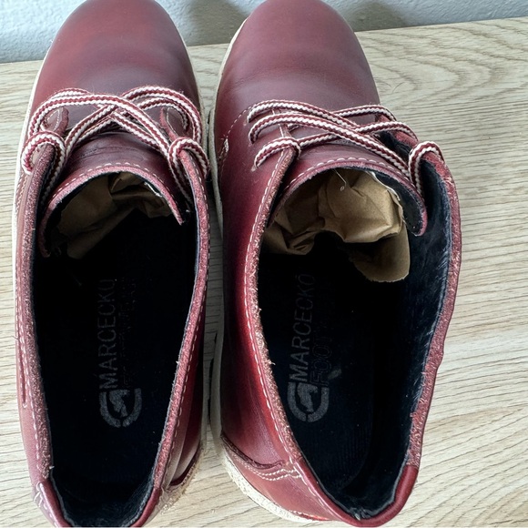 Marc Ecko Burgundy Red Leather Lace Up Hiking Chukka Ankle Boots‎ Mens Size 6.5 - Picture 13 of 16